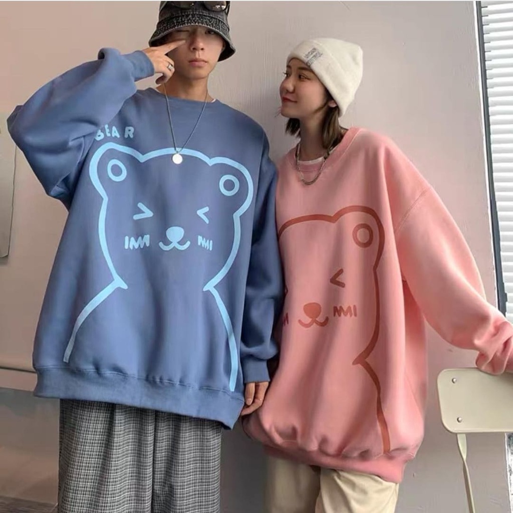 BIG BEAR 2XL Sweater Crewneck Oblong Oversize Pria Wanita Outerwear Motif Cute Korean Style Fashion Terkini