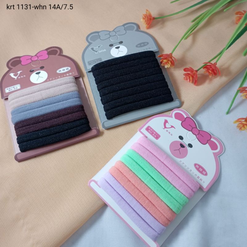 Karet Ikat Rambut Polos Elastis Aneka Warna Isi 8pcs / Kuncir Rambut Anti Melar KRTBA4853-27-8