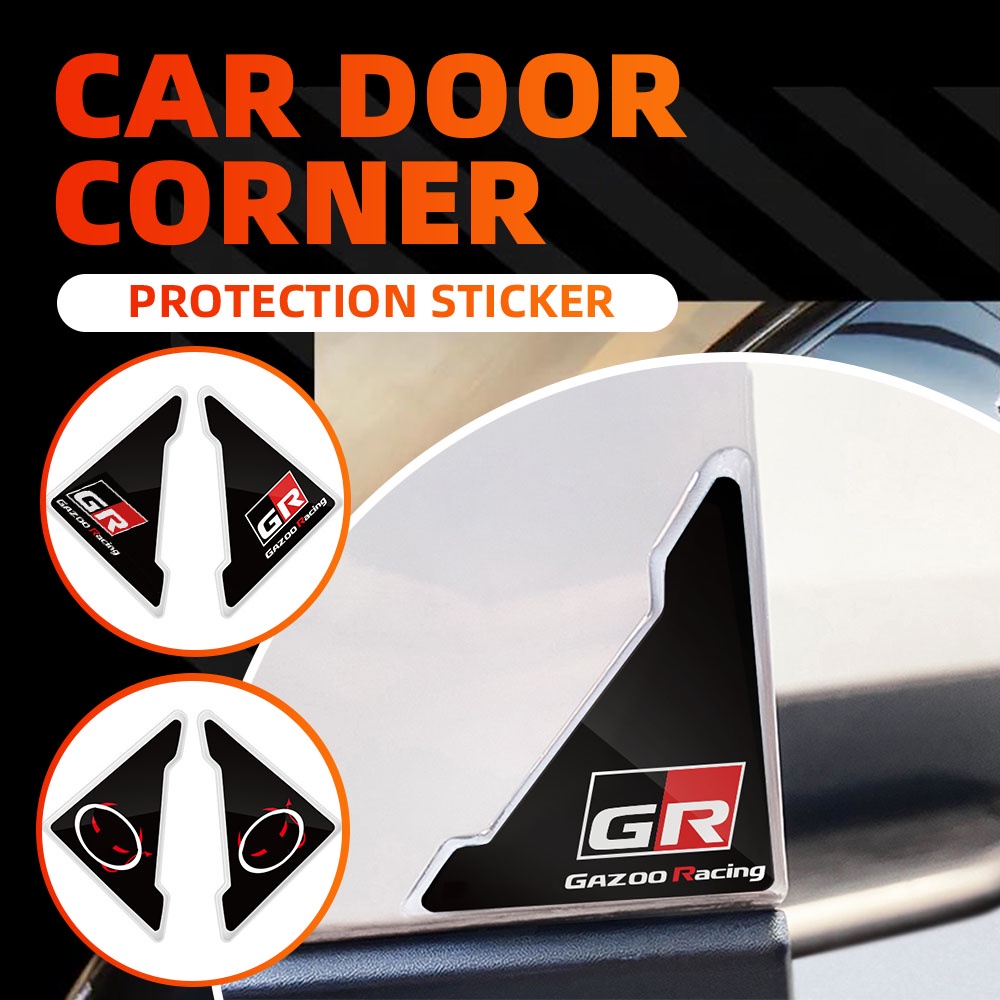 FORTUNER 2 / 4pcs Stiker Pelindung Pintu Mobil Anti Gores Bahan Silikon Untuk Toyota GR Gazoo Racing GR Sport VIos Yaris Corolla Cross Wish Revo CHR Avanza