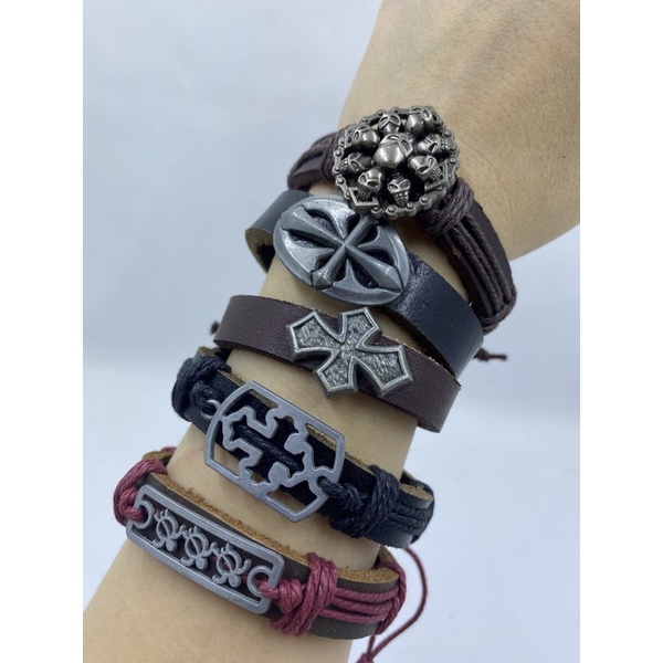 Gelang Cowok Pria Kulit Pria Import Fashion