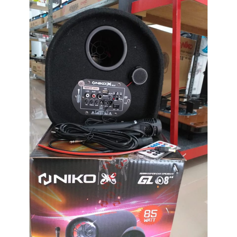 BONUS MIC Niko Gl8 Subwoofer Car Speaker 8 Inch 85 Watt | Speaker Tabung 8 inch Subwoofer Car speaker AC/DC | Speaker Aktif NIKO NK-GL8 | FMS