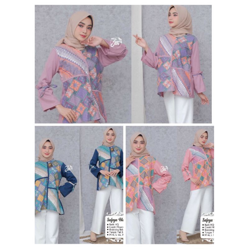 MODEL ATASAN WANITA TERBARU BATIK WANITA KEKINIAN BLOUSE BATIK KERJA KOMBINASI SAFEA 2022