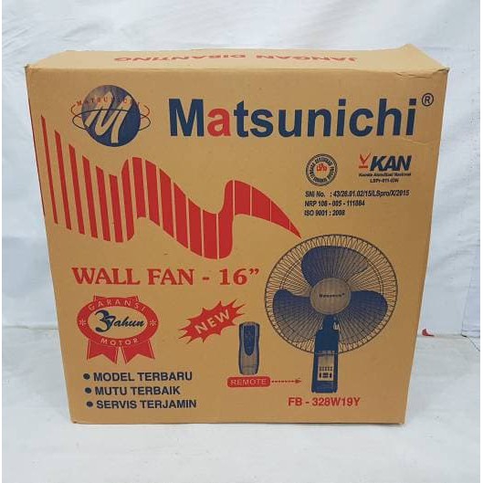 Kipas Amgin Tembok Dinding 16 inch  Matsunichi Wall Fan Remote FB328 W19Y - W 19Y - 19 Y Murah