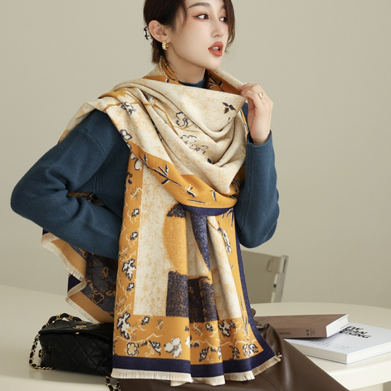 Syal &quot;Jamie&quot; 65 x 180 Motif &quot;Bunga&quot; yang mewah Bahan High Grade Cashmere Immitation