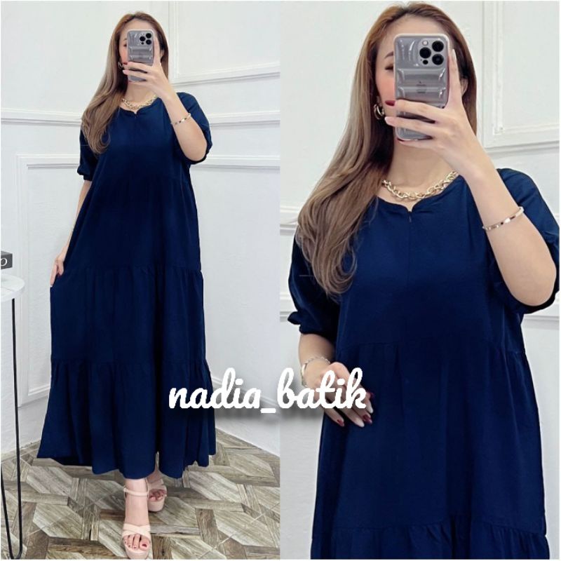 BAJU WANITA LONGDRES MODEL SUSUN TERBARU TANGAN KARET KEKINIAN BISA UNTUK IBU HAMIL DAN BUSUI BAJU PANJANG SEMATA KAKI PB 125CM