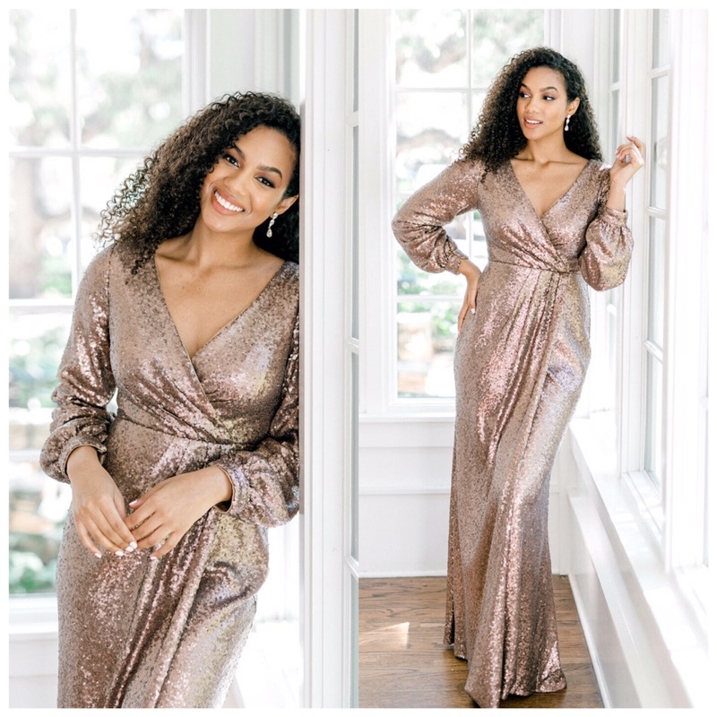 VERA SEQUIN DRESS - Gaun pesta wanita squinn maxi slit dress v neck glitter big size jumbo ukuran be