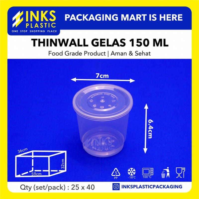 THINWALL 150ML GELAS CUP PUDING MINI 150 ML (1000 PCS)