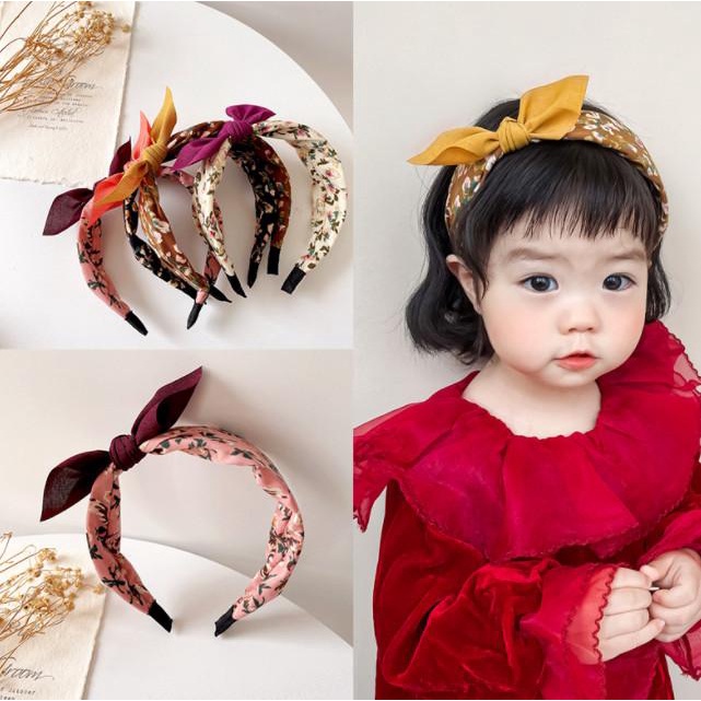 Bando Pita Anak / Bando Lebar Korea Motif Bunga / Bando Korea Flowy