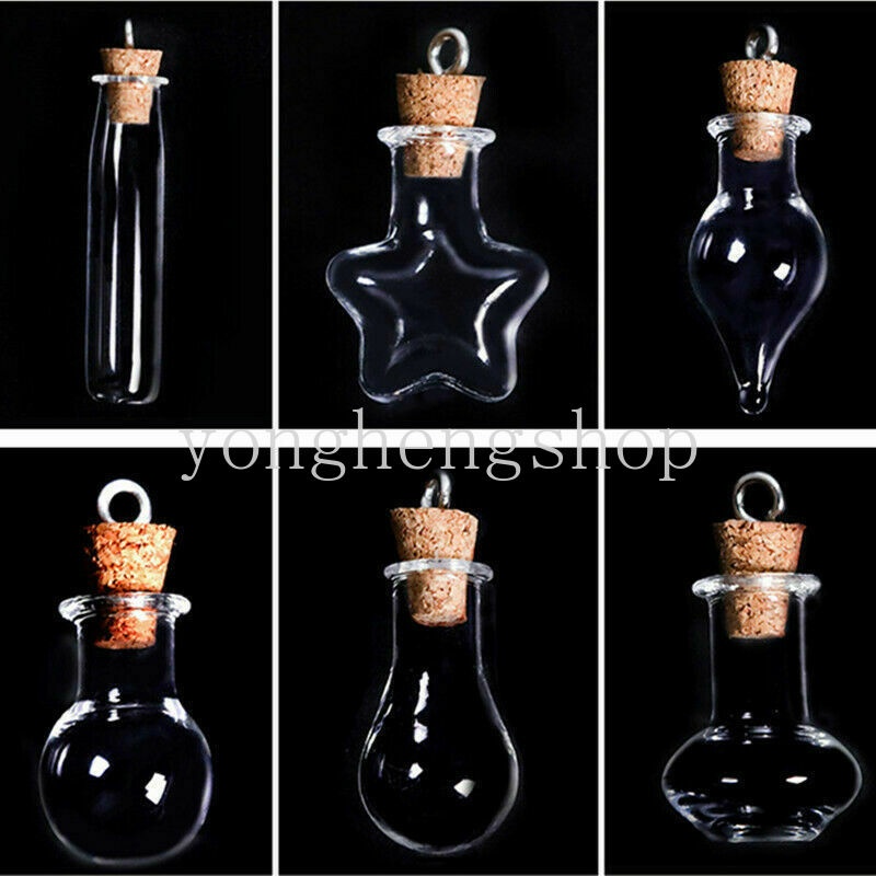 10pcs / set Botol Kaca Mini Handmade Dengan Gabus Untuk Hadiah Ulang Tahun / Pernikahan