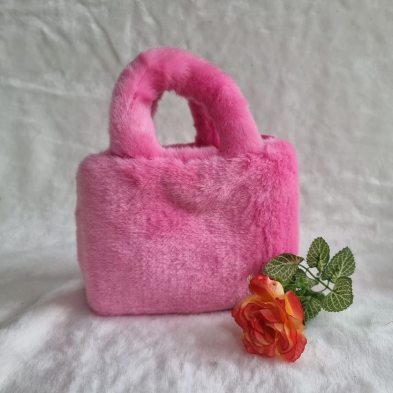 Lottie Bag | Tas Selempang Bulu Import Tas Bahu Wanita Lucu