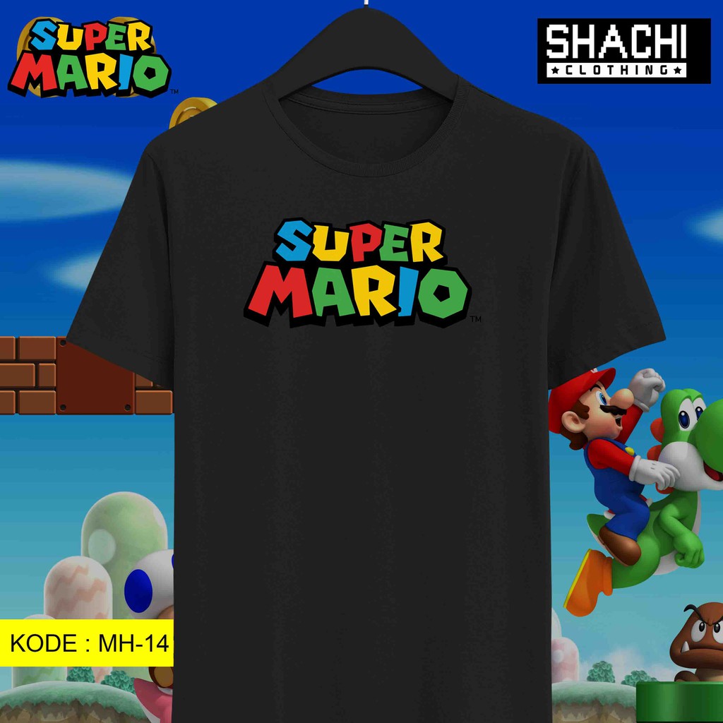 T Shirt Kaos Game Jadul SUPER MARIO - MARIO BROS – MH14 – Premium Black NSA