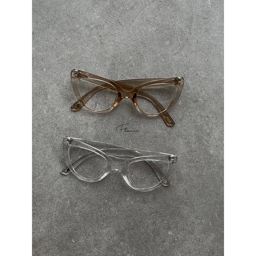 Flavia Eyewear - Kacamata Emily Cat Eye Acetat (custom minus, photochromic, blueray, bluechromic dan photobrown)