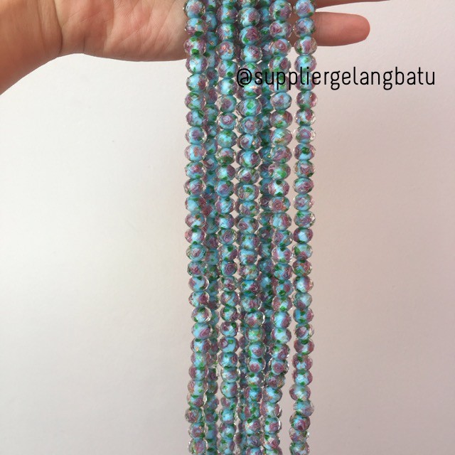 Lampwork Crystal Murano 12x10mm bahan kristal ceko mawar biru laut craft gelang kalung merangkai