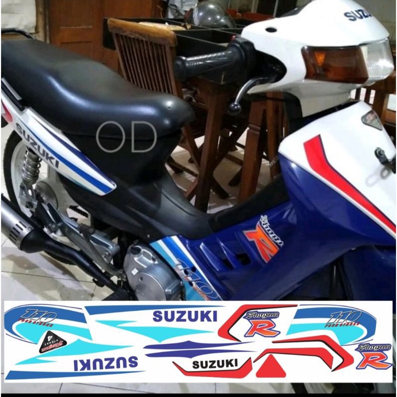 STIKER STRIPING SHOGUN LAMA 2000 KEBO BIRU PUTIH LIMITED EDITION