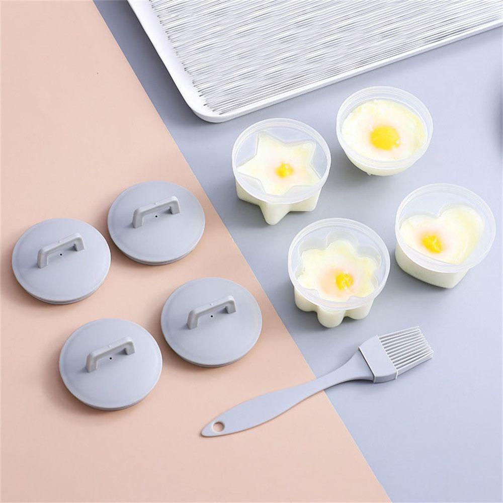 4pcs / Set Cetakan Telur Rebus Bahan Silikon Aneka Warna Dengan Tutup Dan Sikat Untuk Dapur