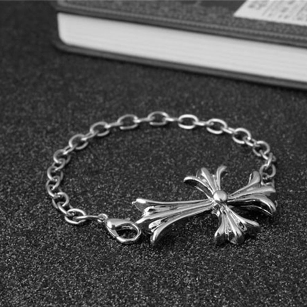 Titanium Personality Cross Design Silver Pendant Gelang untuk Pria dan Wanita Bracelet