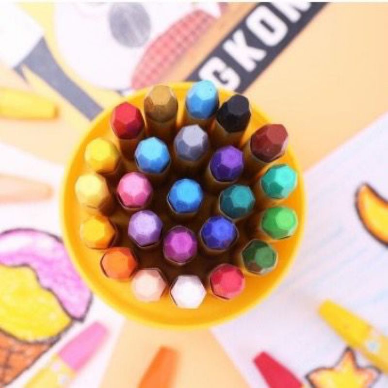 

￼Deli 24 warna oil pastel desain Barrel, mudah untuk diambil dan ditempatkan