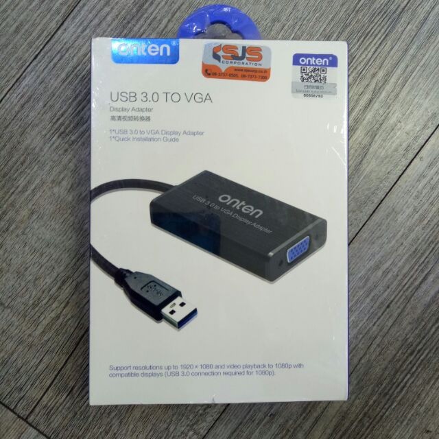 ONTEN OTN-5021 - USB 3.0 to VGA Display Adapter - Support 2K - Kabel USB 3.0 ke VGA Port