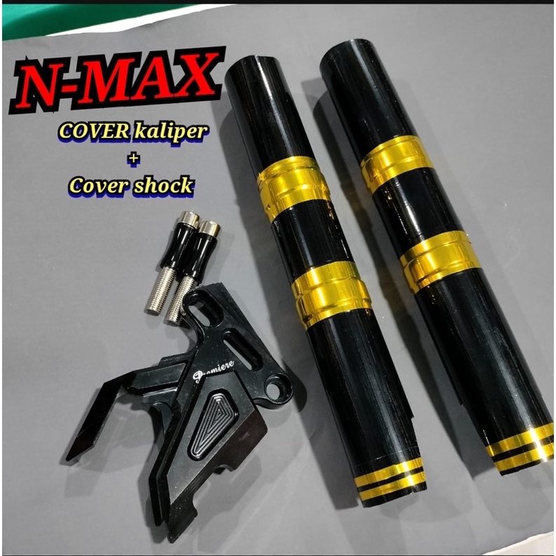 PAKET COVER KALIPER CNC dan cover shock yamaha nmax new dan nmax lama, pengaman shock depan nmax