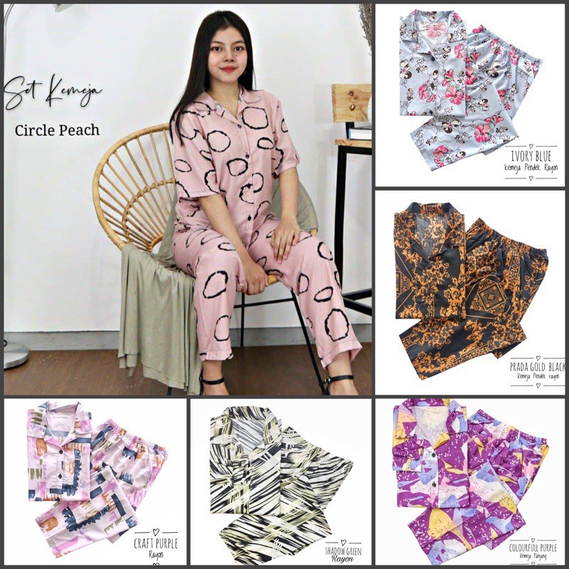 IZANY Piyama CP Stripe dan Kotak Dewasa / Daily Set / Tie dye RAYON DISCHART