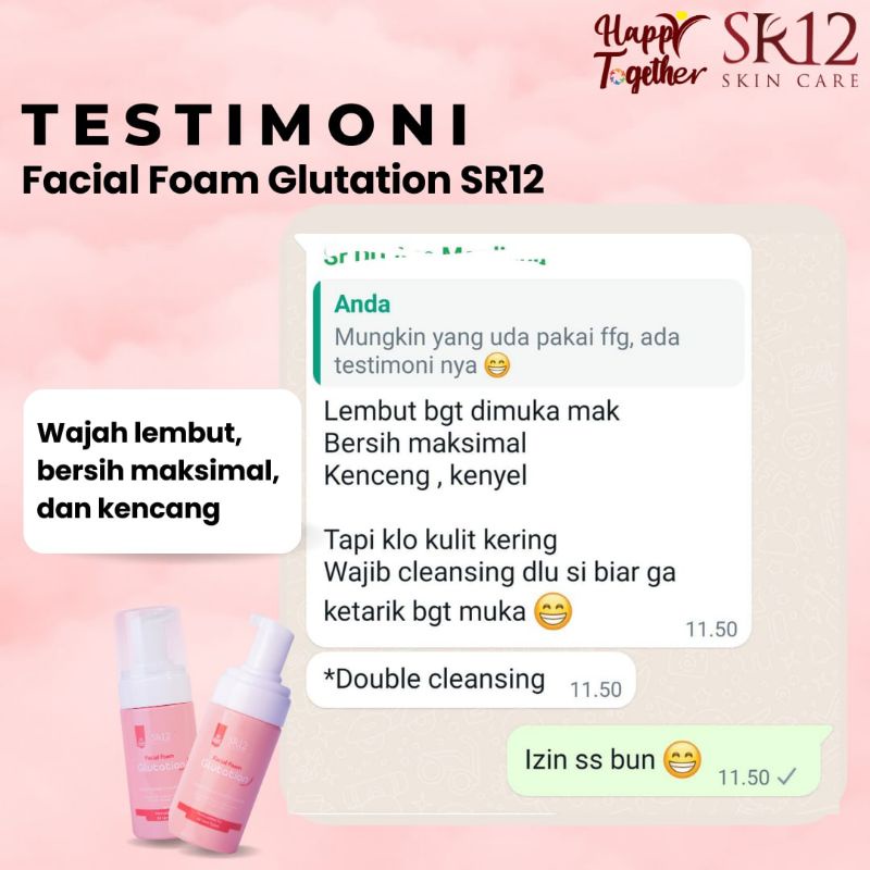 Facial Wash Foam Glutation SR12 With Collagen cleanser pembersih wajah semua jenis kulit plus mencerahkan