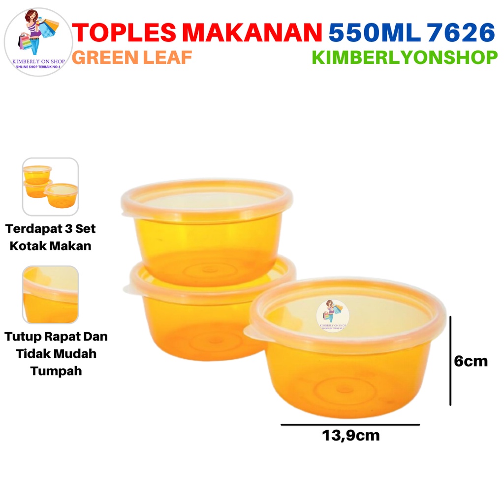 Kotak Makanan Fresh Bulat 550 ml 7626 Green Leaf