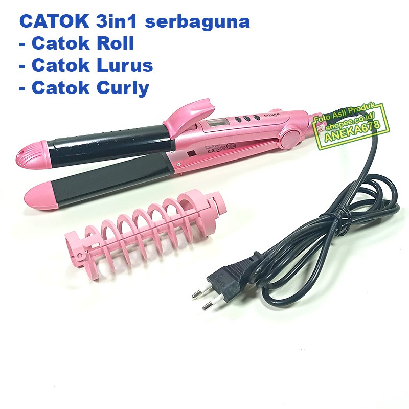 SONAR SN 832 CATOKAN 3IN1 LURUS CURLY BLOW ROLL ALAT CATOK RAMBUT