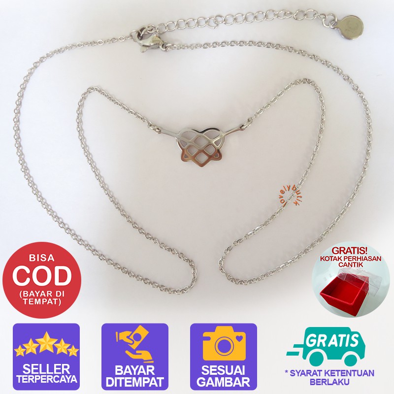 Lovelybutik Kalung Titanium Anti Karat 4ndin Kalung Ikatan Cinta Titanium Anti Luntur Anti Karat