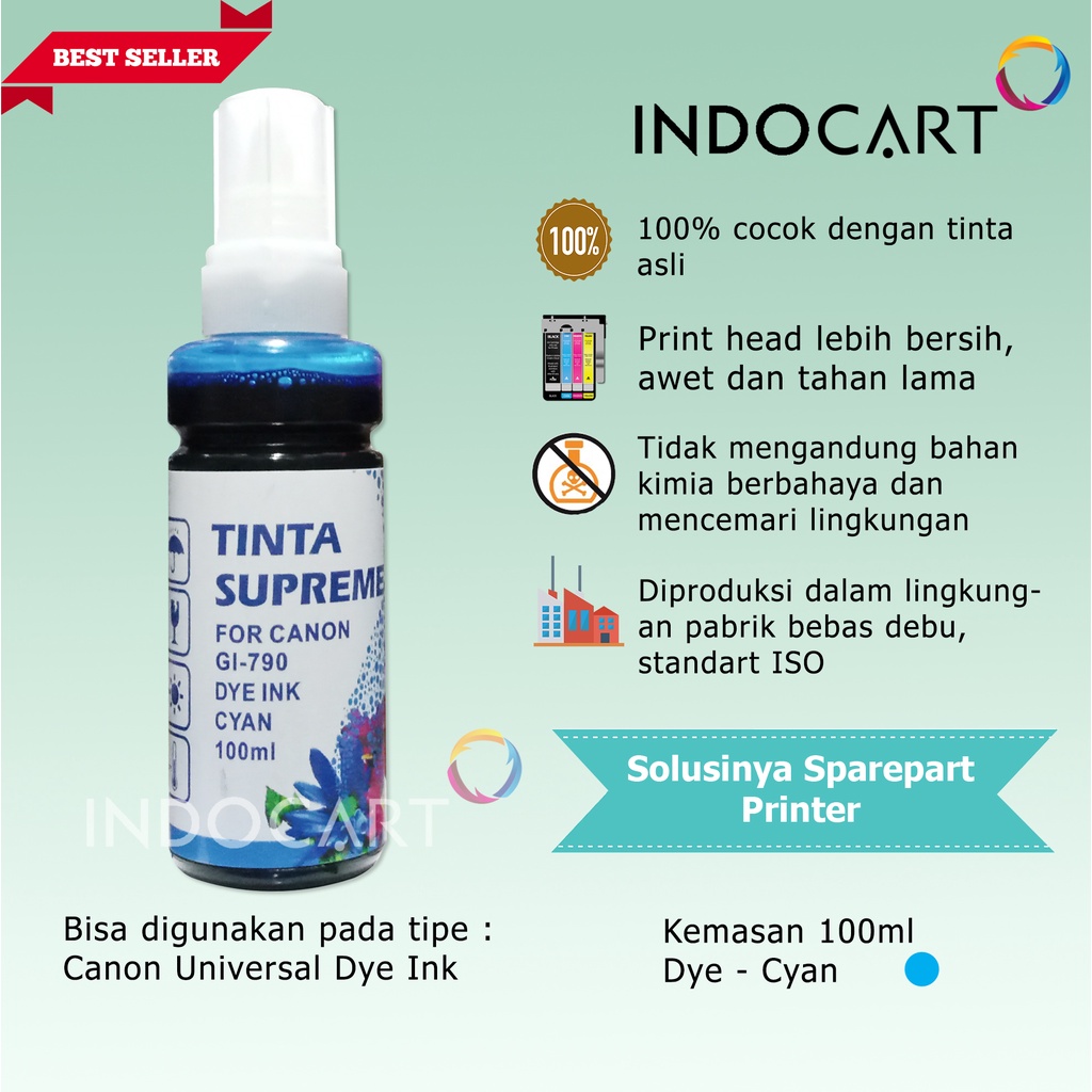 IndoCart Tinta Refill Canon PGI725 PGI750 PG88-Dye Ink-100ml