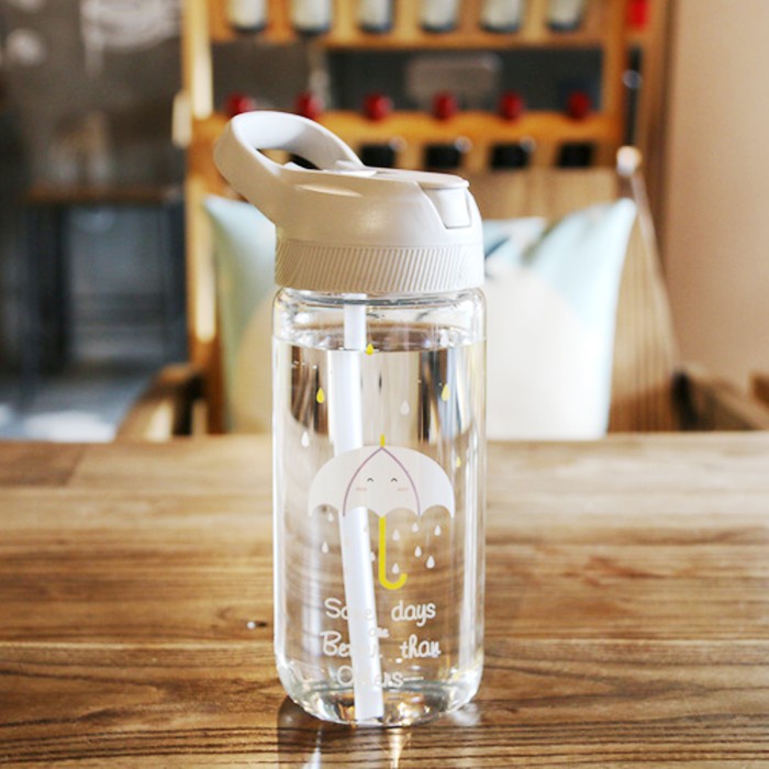 

ARAMI Milk Juice Water Bottle w Straw Handle Tempat Minum Anak Sekolah - Gray