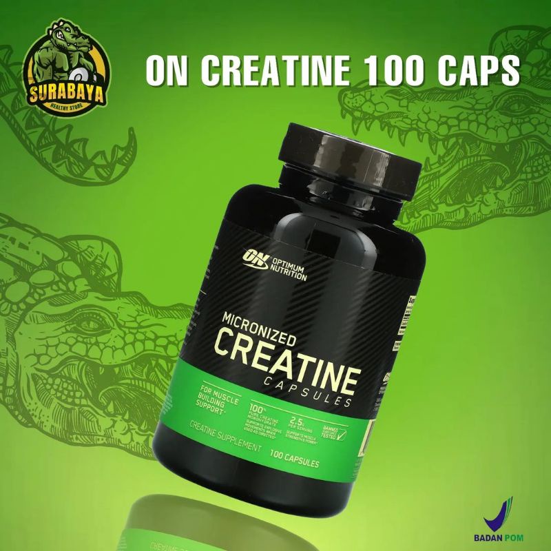 Optimum Nutrition ON Micronized Creatine 100 Capsules BPOM Creatine Monohydrate Kapsul Caps