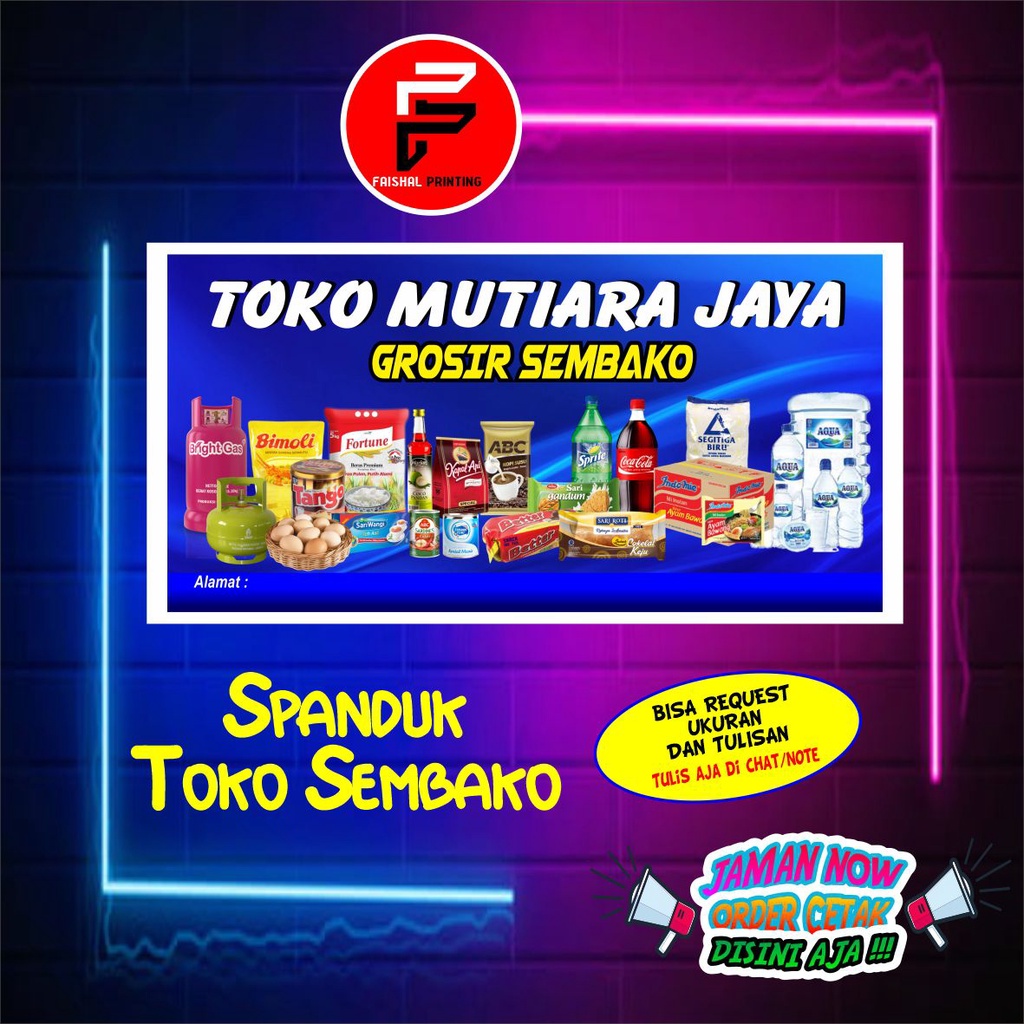 Spanduk Warung Sembako / banner Toko Sembako / Spanduk Sembako/ Spanduk Kustom Ukuran 2 x 1 meter