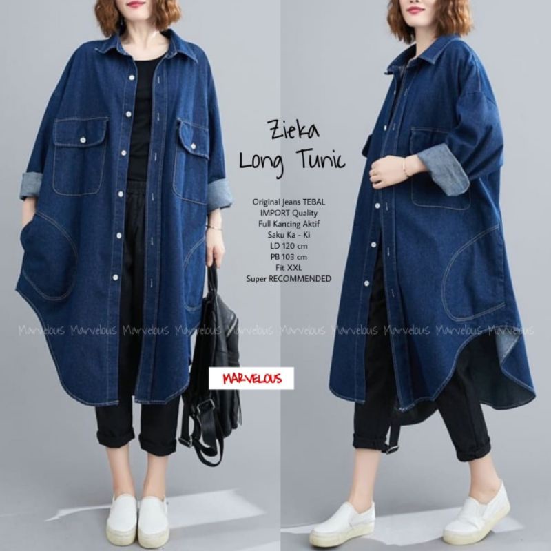 Zieka Long Tunik by Marvelous Long Tunik Jeans Super Jumbo