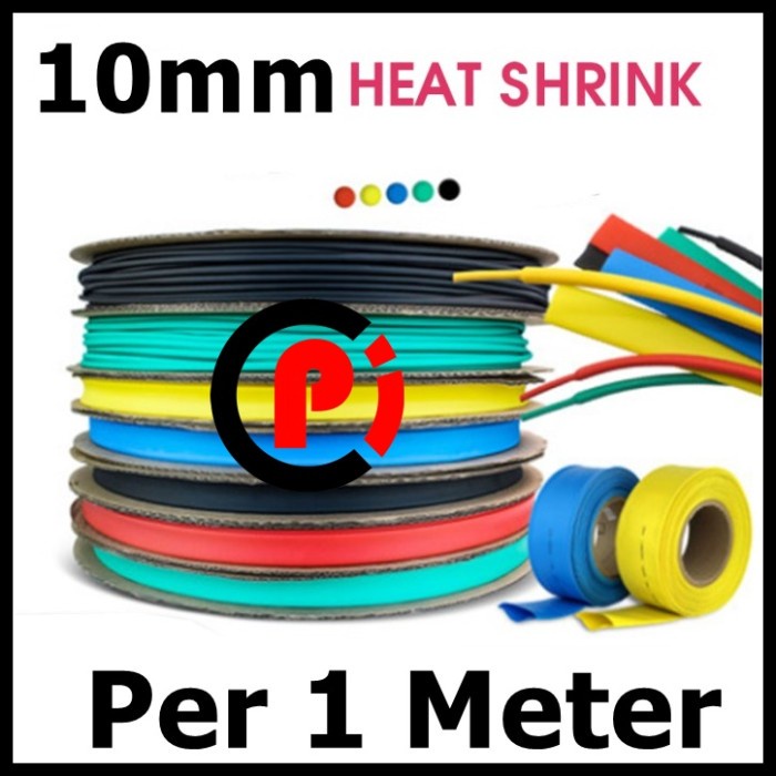 Heatshrink 10mm Selang Bakar 1Meter 1M Selongsong Ciut Kabel Warna