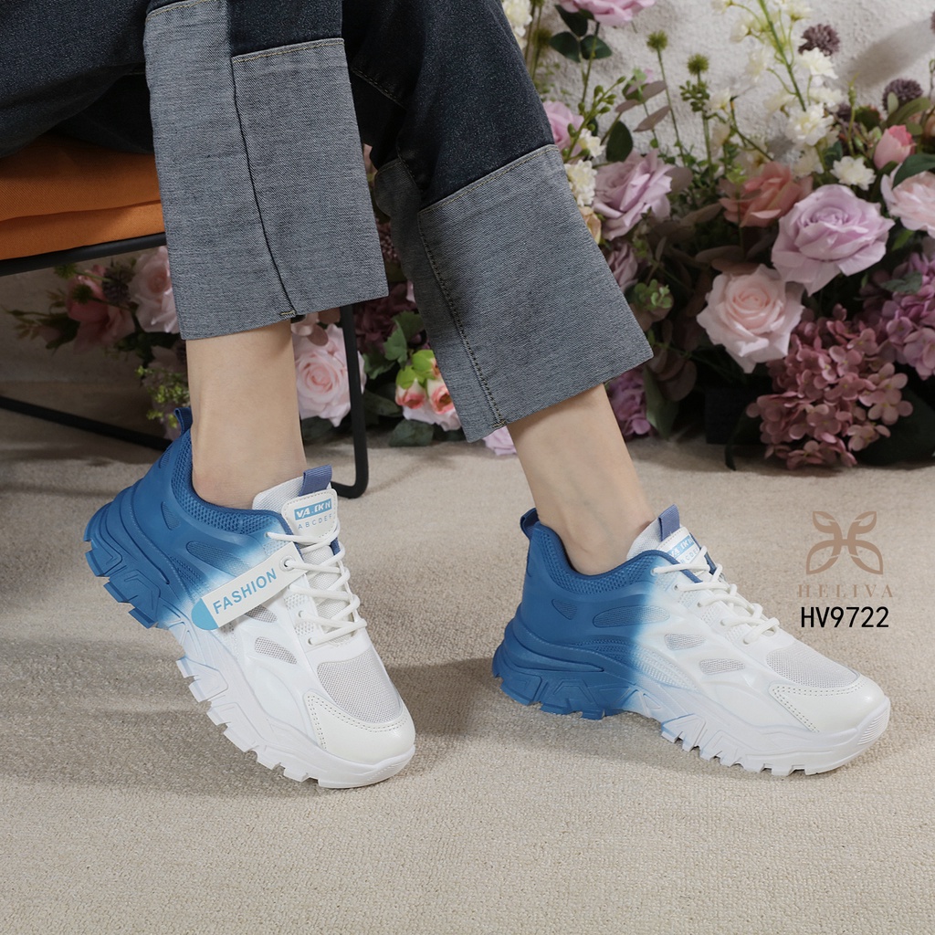 HELIVA ARABEL Sepatu Sneaker Tali Sol 5cm Sport Bahan Kulit HV9722 Original Brand