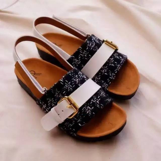 SB //NIRINA SANDAL BIRKEN CANVAS BELT WHITE