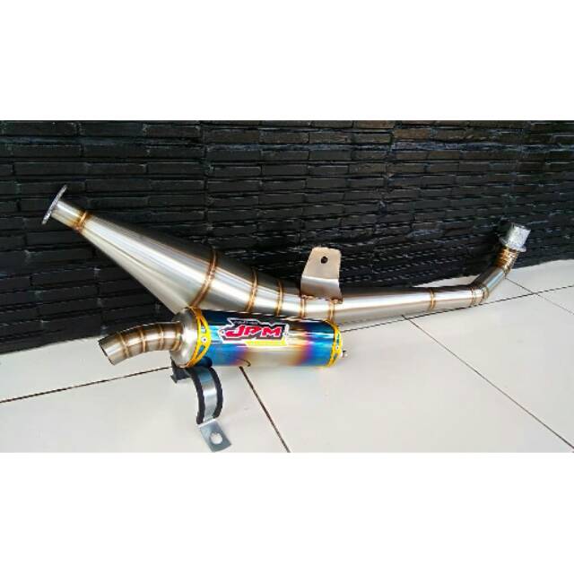 Knalpot racing jpm fiz r staenles silincer halfblue