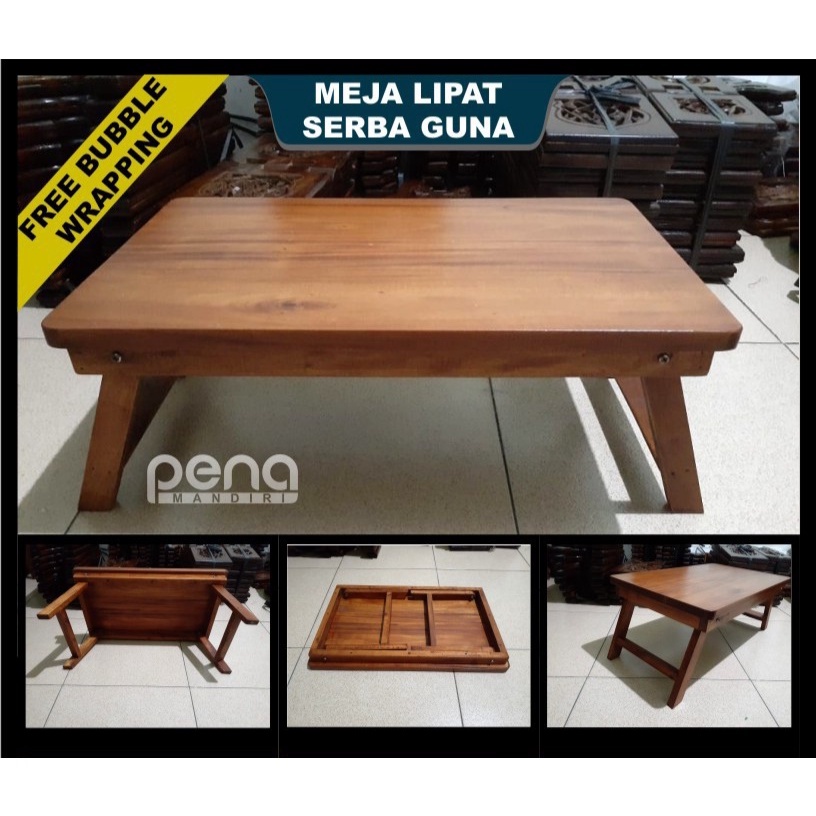 Meja Lipat / Meja Lesehan / Meja Laptop Serbaguna Bahan Kayu Mahoni Berkualitas