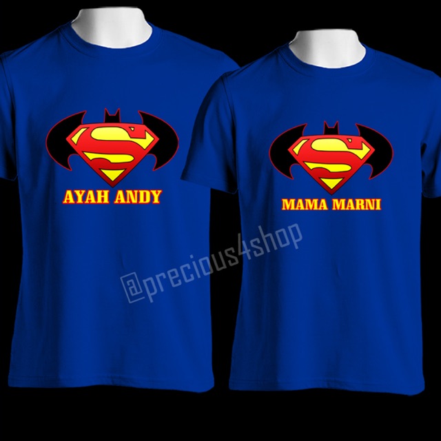 Custom | Superman vs Batman Logo DC Comic | Kaos Couple | Family T-Shirt