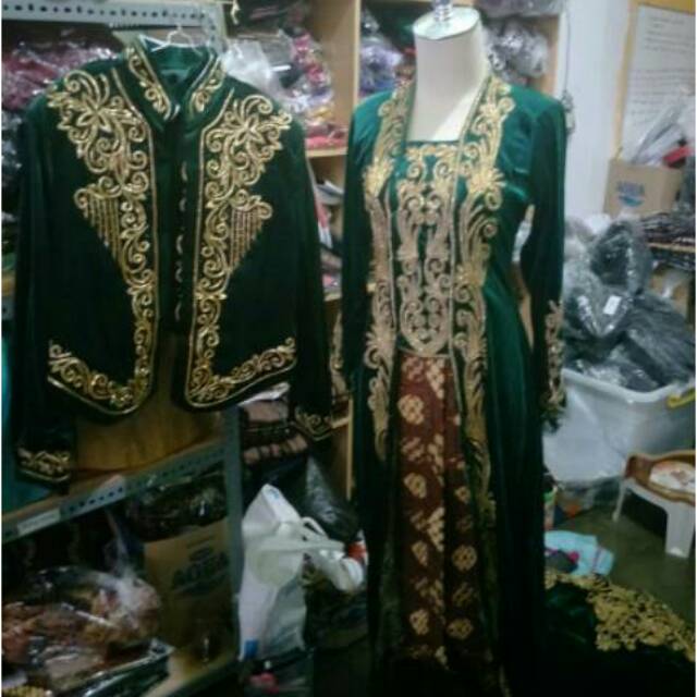 BAJU PENGANTIN COUPLE BESKAP KEBAYA  BLUDRU PAYET JACGUARD 