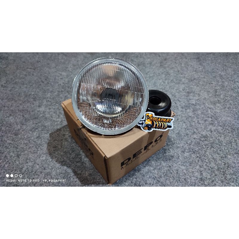 reflektor lampu depan  h4 kaca ukuran 5,7 inc inch depo pnp batok l2g vanvan yl