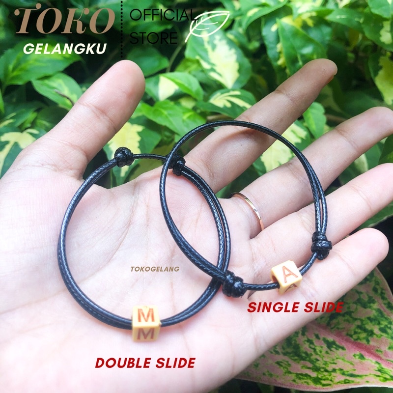 (A-Z) GELANG DADU KOTAK COKLAT / Gelang Inisial Huruf / Gelang Pria Wanita Untuk couple  / Gelang tali waterproof hits viral