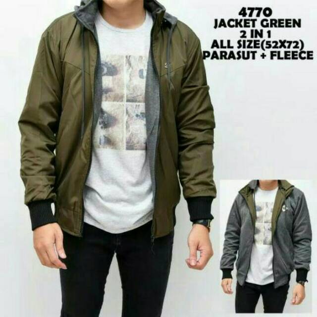 Jaket Bomber 2 In 1 / Jaket Pria Parasut / Jaket Bolak Balik / Sweater