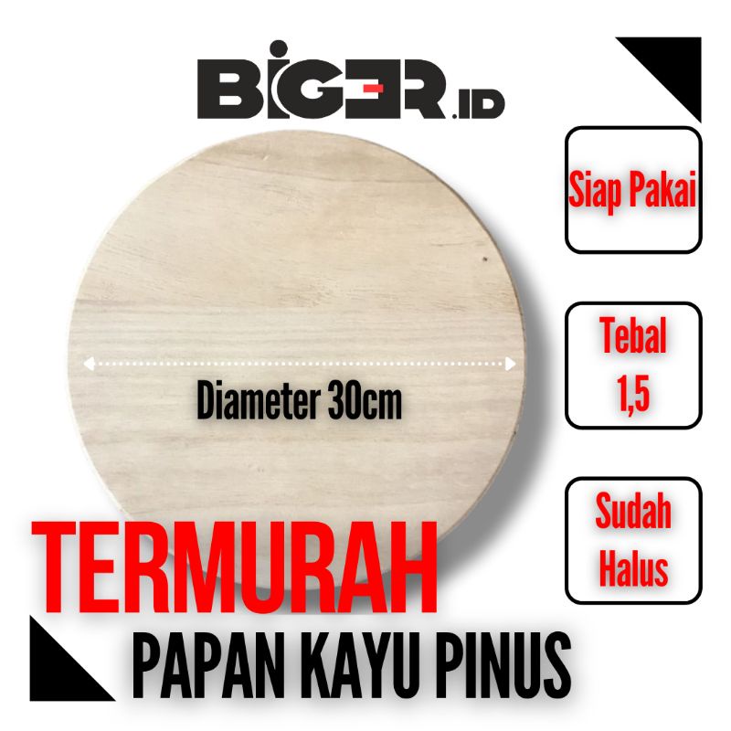 Papan Kayu Bulat 30cm Kayu Jati Belanda Lingkaran 30cm Kayu MDF Bulat 30cm Telenan Pinus Diameter 30
