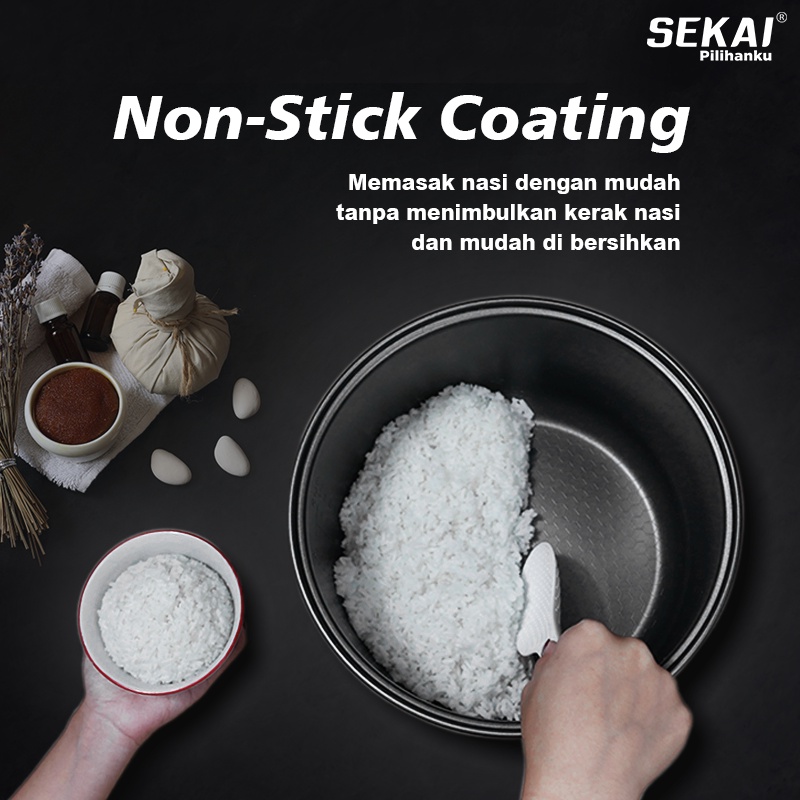 SEKAI Rice Cooker / Penanak Nasi Magic Com Penghangat Nasi 3 in 1 / Stainless Body 1.8L - CMW 520