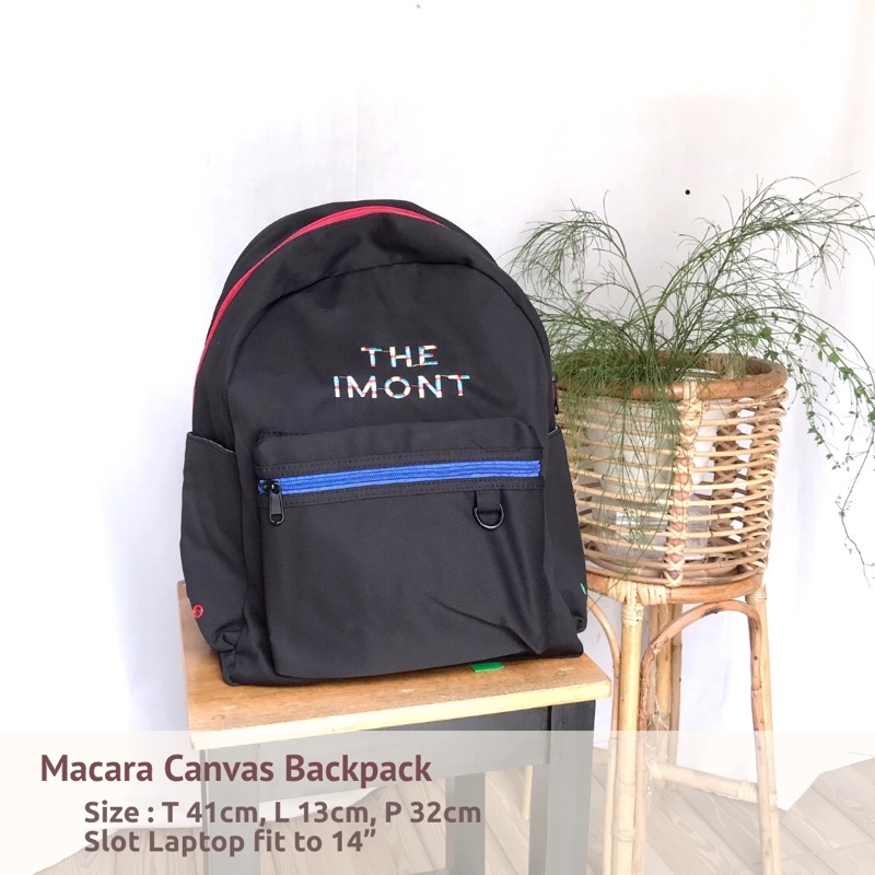 Tas ransel Kanvas wanita Korean Cotton canvas Macara backpack Import Hitam tas sekolah kuliah remaja