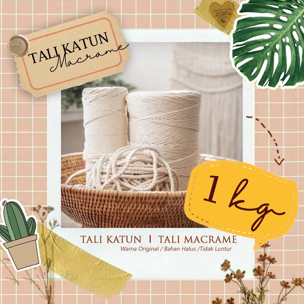 Tali Macrame Katun Natural 4mm kemasan 1kg