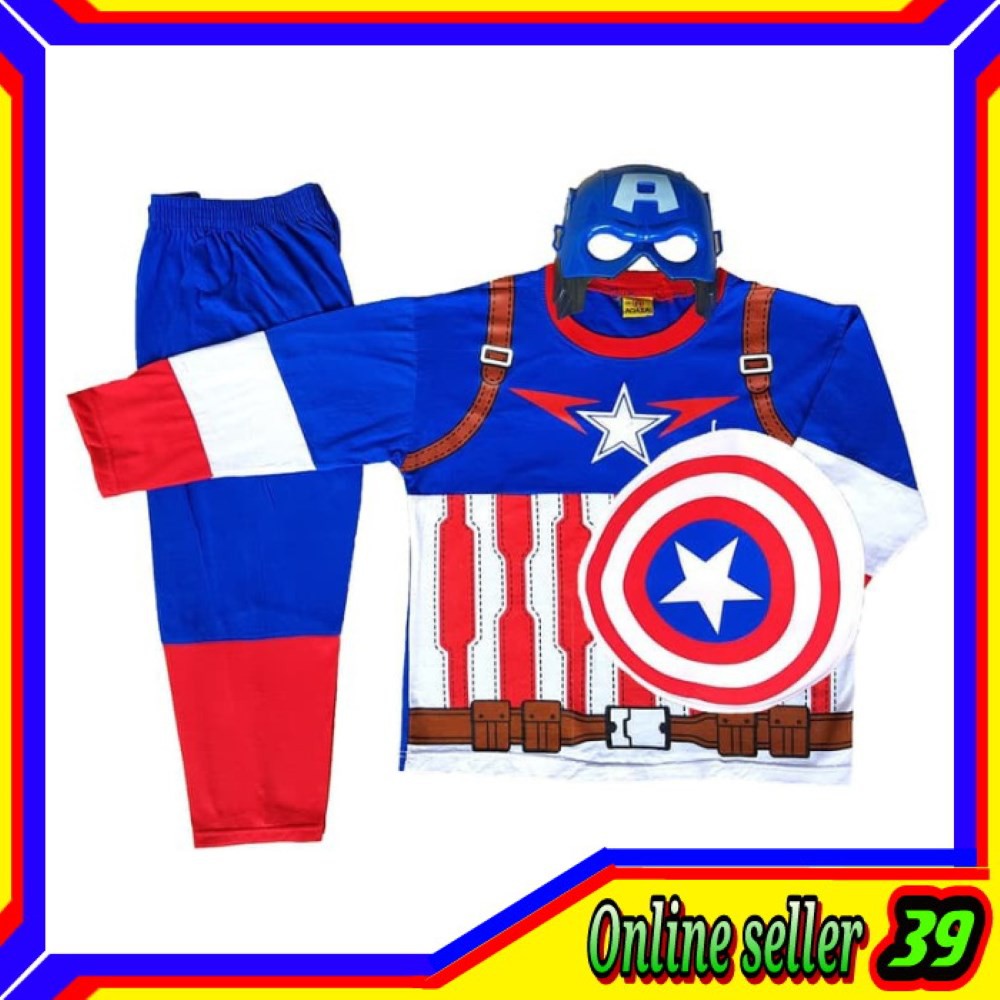 Baju Anak Kostum anak Topeng Superhero captain america Baju Anak Kostum anak Topeng Superhero captain america