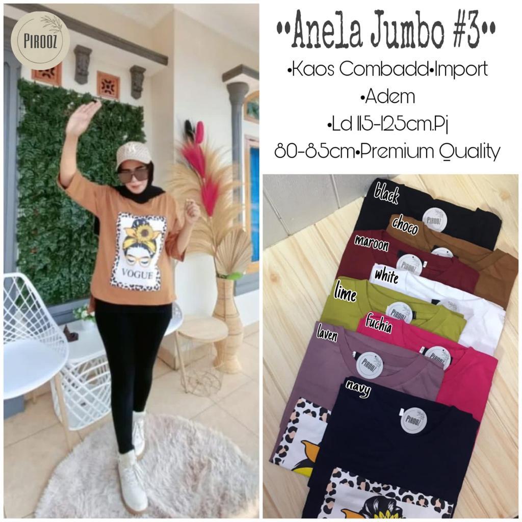 Anela Jumbo Atasan Muslim Kaos Combed Import By Pirooz LD 115-125