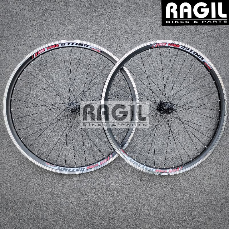 WHEELSET SEPEDA 26 UNITED DOUBLE WALL RODA JADI VELG RIMS RIM HUB FREEHUB BOS BOSCH JARI JARI LUBANG